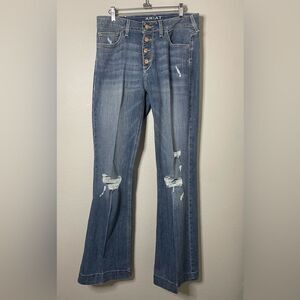 Ariat High Rise Slim Trouser Jeans Size 30R Distressed Button Western Cowgirl